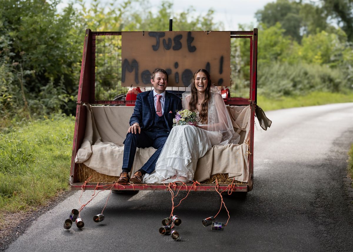 Outdoor wedding ceremony in beautiful garden setting